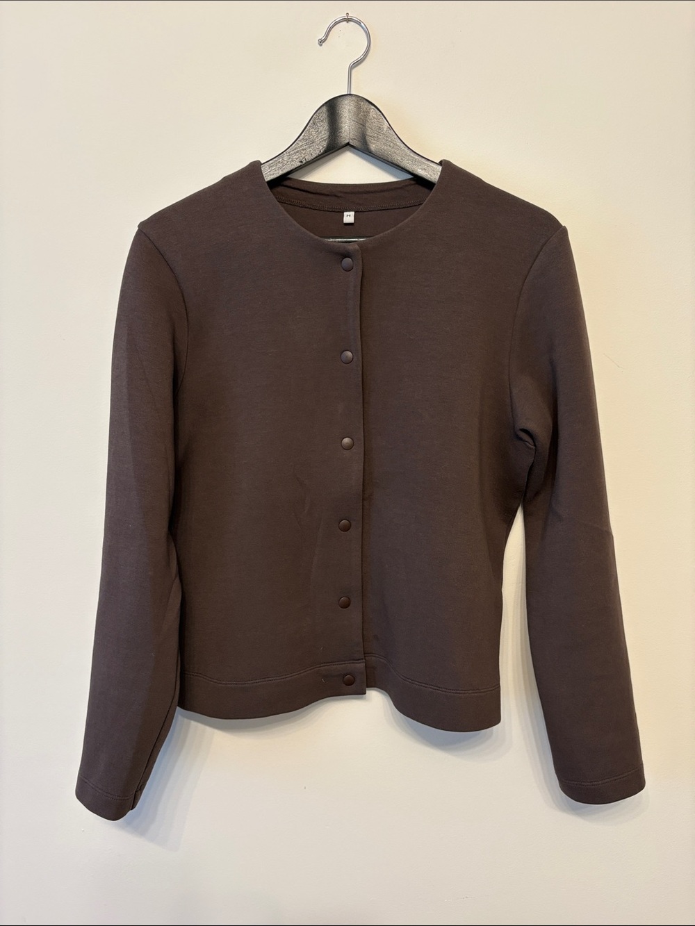 Muji dark brown cotton cardigan sweater sz m medium preloved